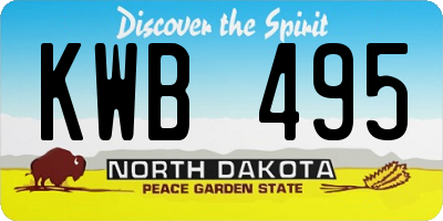 ND license plate KWB495