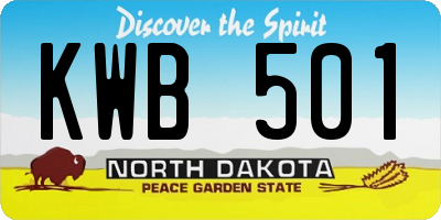 ND license plate KWB501