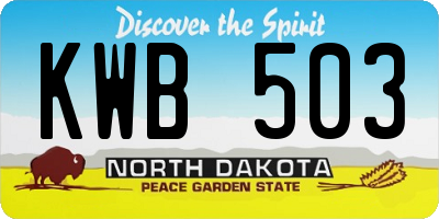 ND license plate KWB503