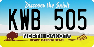 ND license plate KWB505