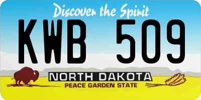ND license plate KWB509