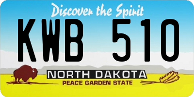 ND license plate KWB510