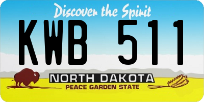 ND license plate KWB511