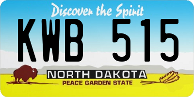 ND license plate KWB515