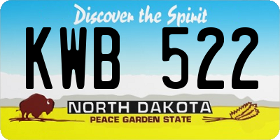 ND license plate KWB522