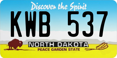 ND license plate KWB537