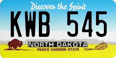 ND license plate KWB545
