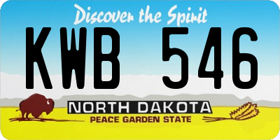 ND license plate KWB546