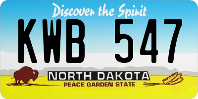 ND license plate KWB547