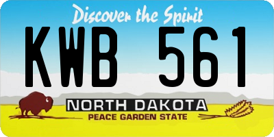 ND license plate KWB561