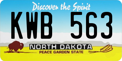 ND license plate KWB563