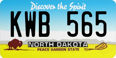 ND license plate KWB565