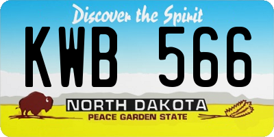 ND license plate KWB566