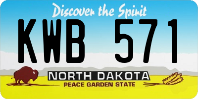 ND license plate KWB571