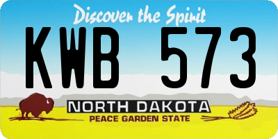 ND license plate KWB573
