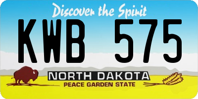 ND license plate KWB575