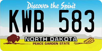 ND license plate KWB583