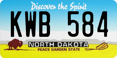 ND license plate KWB584