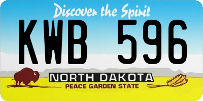 ND license plate KWB596
