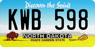 ND license plate KWB598