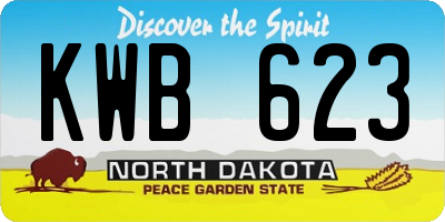 ND license plate KWB623