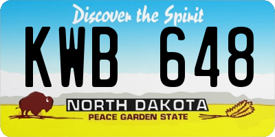 ND license plate KWB648