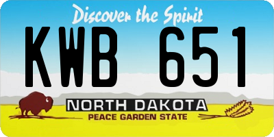 ND license plate KWB651