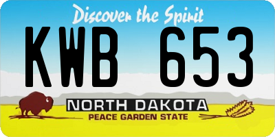 ND license plate KWB653