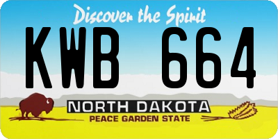 ND license plate KWB664