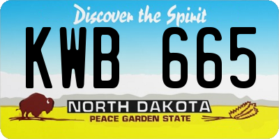 ND license plate KWB665