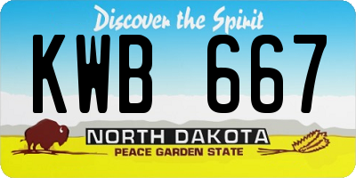 ND license plate KWB667