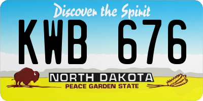 ND license plate KWB676