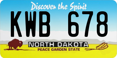 ND license plate KWB678