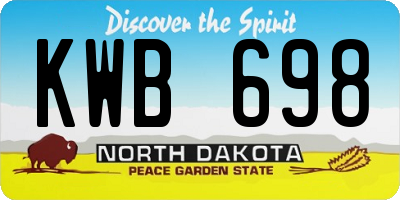 ND license plate KWB698