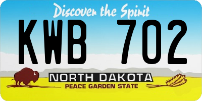 ND license plate KWB702