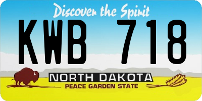 ND license plate KWB718