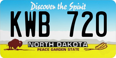 ND license plate KWB720