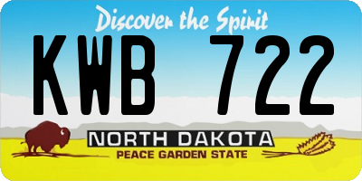 ND license plate KWB722