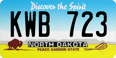 ND license plate KWB723