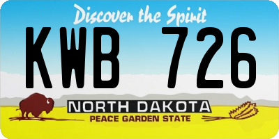 ND license plate KWB726