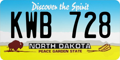 ND license plate KWB728