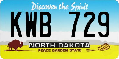 ND license plate KWB729