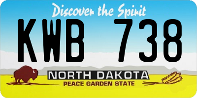 ND license plate KWB738