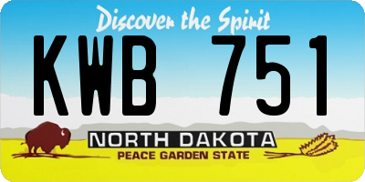 ND license plate KWB751