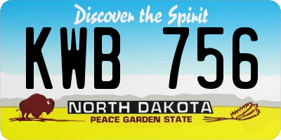ND license plate KWB756