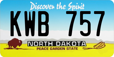 ND license plate KWB757