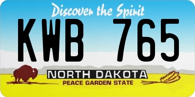 ND license plate KWB765