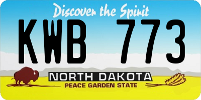 ND license plate KWB773