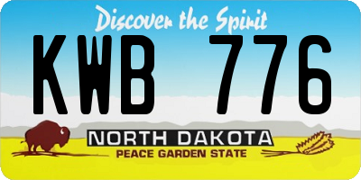 ND license plate KWB776