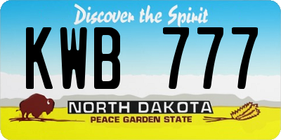 ND license plate KWB777